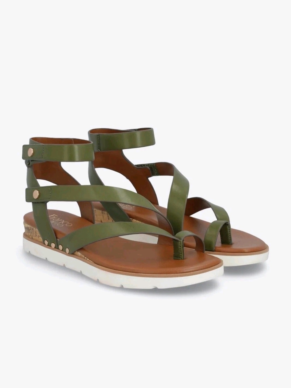 Franco Sarto Daven Sport Womens Olive Strappy Sandals Size 9.5
